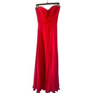 Parker’ Bayou' Strapless Silk Maxi Dress/Gown Red, S